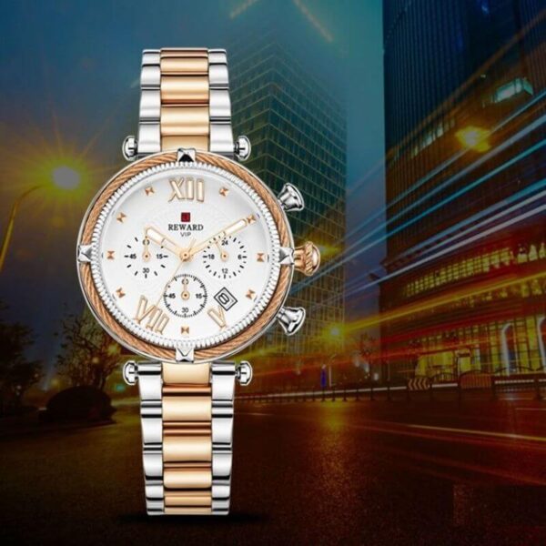 REWARD RD63084 Stainless Steel Business Casual Chronograph Analog  Top Brand Luxury Wrist-Watch For Women - Image 3