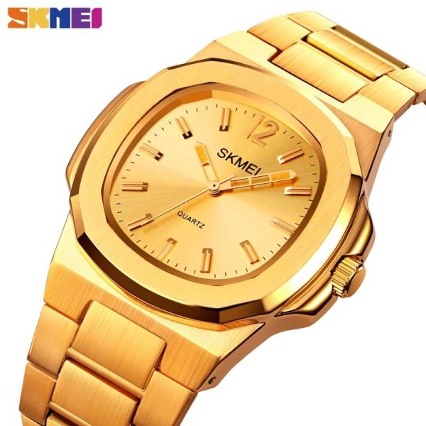 SKMEI 1794 Elegant Classic Stainless Steel Quartz Watch For Men -Golden