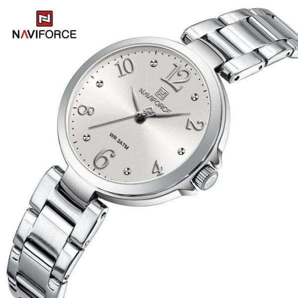 NaviForce NF5031 Fashion Women Luxury Bracelet Simple Quartz Wrist watch - Silver