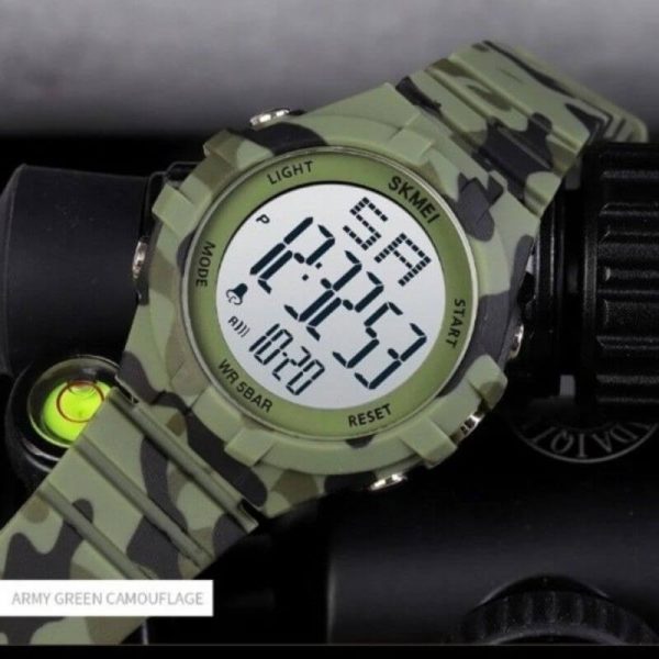 SKMEI 1715  Men's Digital Stopwatch LED Light Week Date Indicator Wristwatch - Green - Image 3