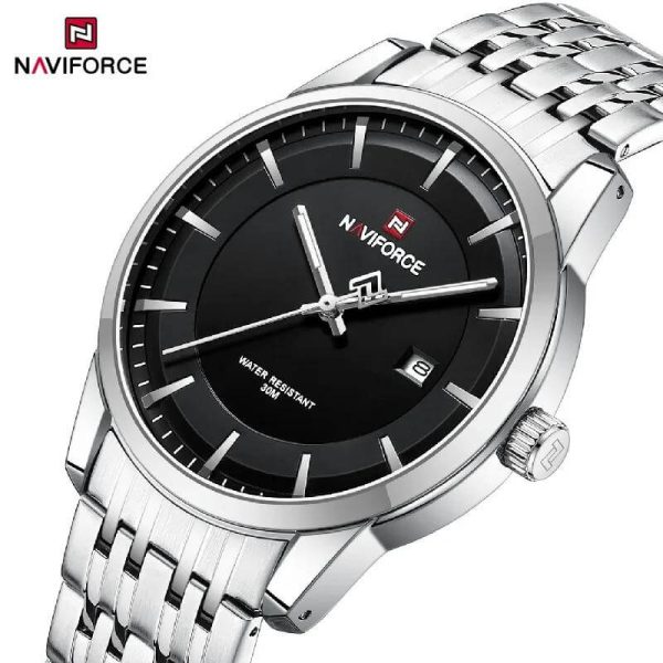 NaviForce NF9228 Business Fashion Quartz Date Display Stainless Steel Watch For Men - Black/Silver