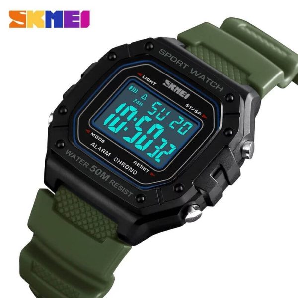 SKMEI 1496 Multifunction 50M Waterproof Digital Sporty Watch with Silicone Strap For Men - Green