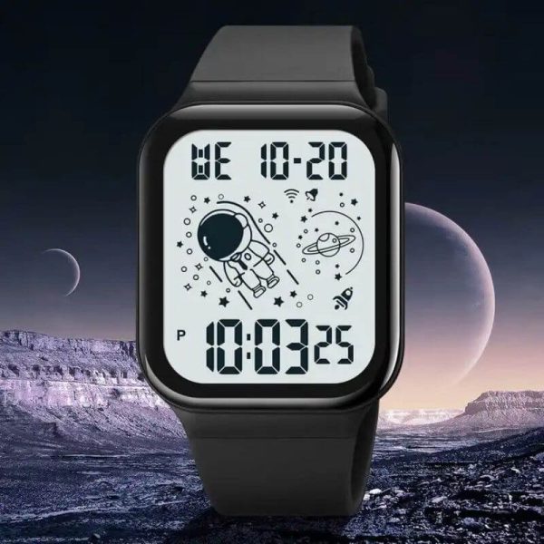 SKMEI 1863 Men's Sports Digital Square Dial Creative Astronaut Military Multifunction Watch - Black/White - Image 2