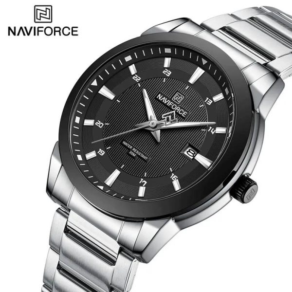 NAVIFORCE NF8029 Business Edition Lumionous Date Display Stainless Steel Watch For Men - Silver/Black