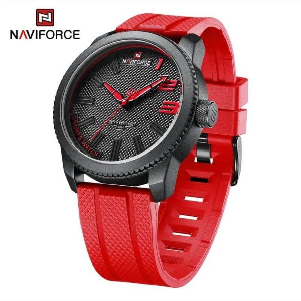 NaviForce NF9202T Men's Creative Design Fashion Silicone Strap Analog Watch - Red - Image 2