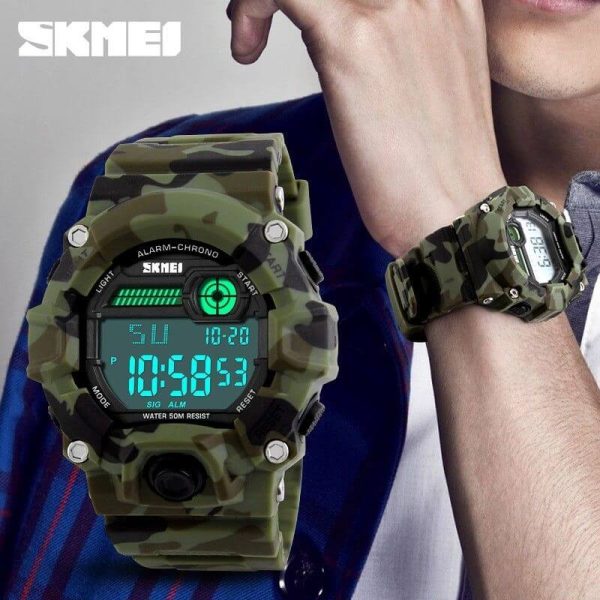 SKMEI 1197 Men's Sport Digital Outdoor Military Army Chronograph Wristwatch -Green - Image 2