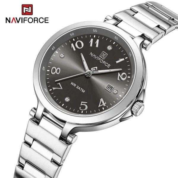 NaviForce NF5033 Women's Minimal Elegant Design Date Display Stainless Steel Watch - Black/Silver