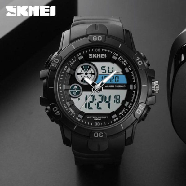 SKMEI 1428 Men Sports Luxury Brand Famous LED Digital Analog Quartz Men Watches - Black - Image 3