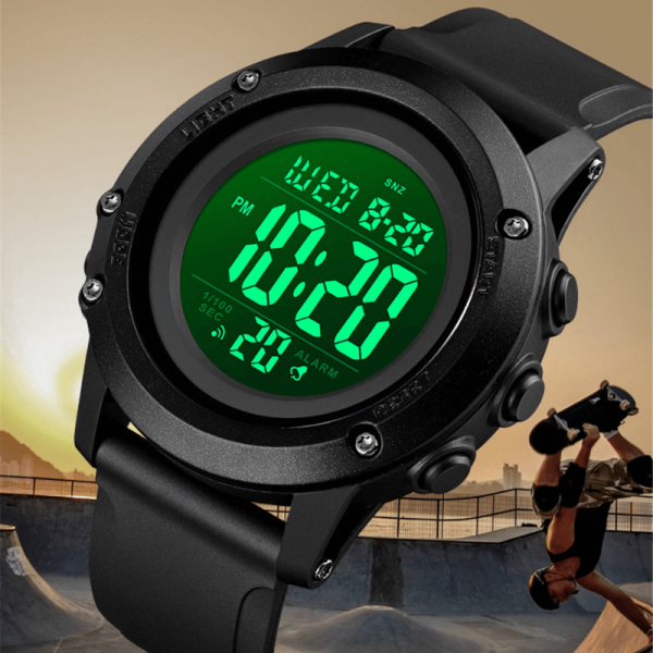 SKMEI 1506 Digital Sport Fashion Backlight Alarm Waterproof Wrist Watch For Men - Black