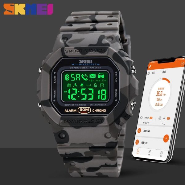 SKMEI 1743 LED Pedometer Calorie Tracker Chrono Waterproof Sports Wristwatch For Men - Image 4