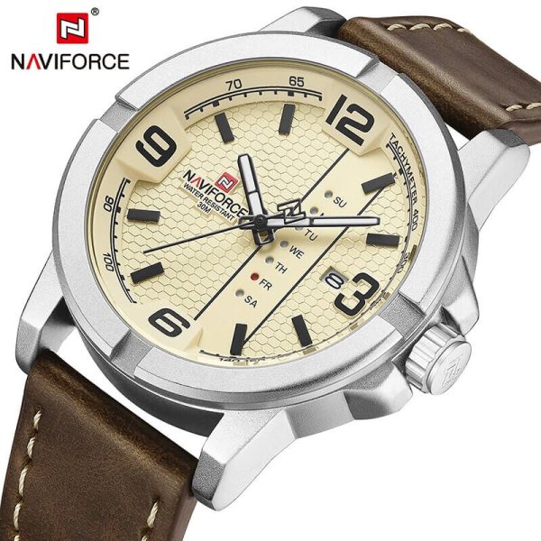 NaviForce NF9177 Top Luxury Series Day Date Function Analogue Quartz Watch - Beige