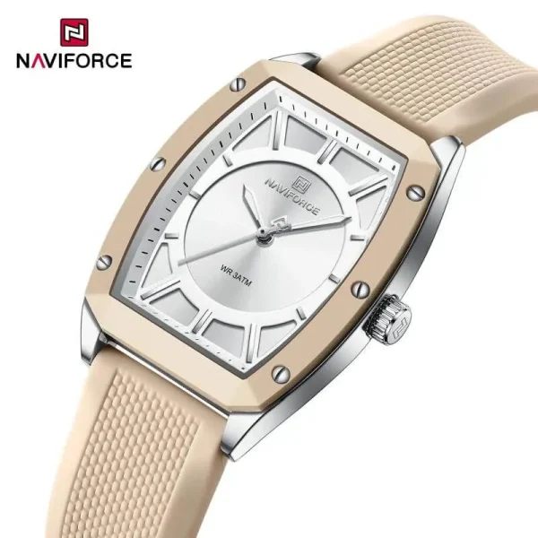 NaviForce NF5049 Simple Elegant Minimalist Barrel Shaped Quartz Movement Women's Watch - Silver/Beige