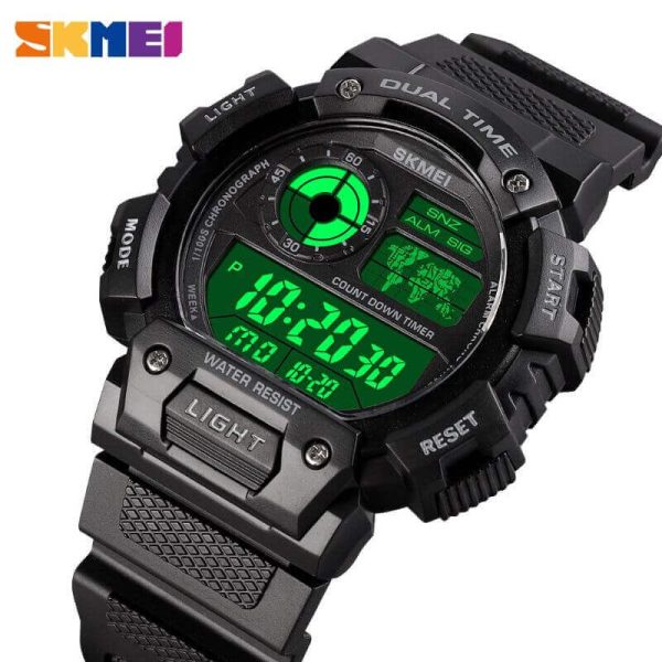 SKMEI 1723 Men's Multifunction Sports Digital Countdown Chronograph Waterproof Watch - Black