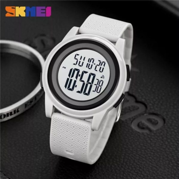 SKMEI 1895 Casual Slim Dial Countdown Sport LED Light Chrono Alarm Digital Wristwatch For Men - Grey - Image 3