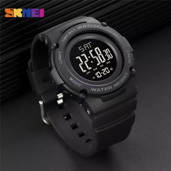 SKMEI 1957 Men's Military Stopwatch Alarm Calendar LED Chronograph Sport Digital Wristwatch - Black - Image 3