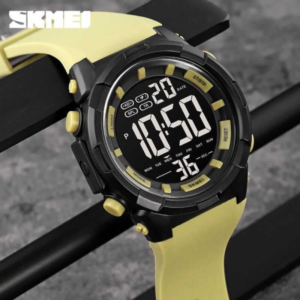 SKMEI 1845 Men's Countdown 2 Time Digital LED Light Display Alarm Chrono Calendar Multifunction Watch - Light/Green - Image 3