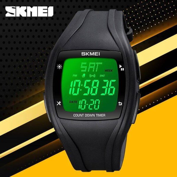 SKMEI 1610 Fashion Electronic Countdown LED Display WristWatch For Men - Black - Image 3