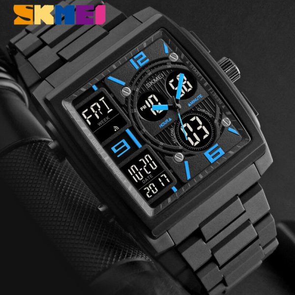 SKMEI 1274 Fashion Sport Digital Analog Complete Calendar Multifunction Watch For Men - Black/Blue - Image 2