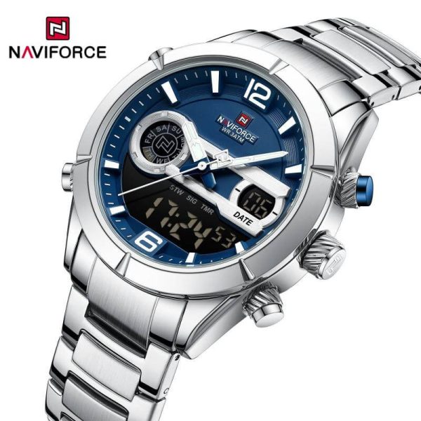 NaviForce NF9232 Men's Multifunction Chronograph Day Date Display Stainless Steel Watch - Blue/Silver