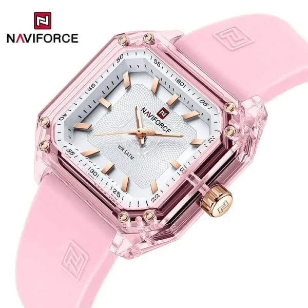 NaviForce NF7106 Fashion Classic Analog Square Shaped Watch For Women - White/Pink