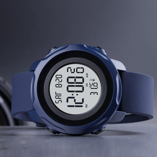 SKMEI 1682 Fashion Outdoor Multifunction Digital Body Ambient Temperature Fitness Watch For Men - White/Blue - Image 3