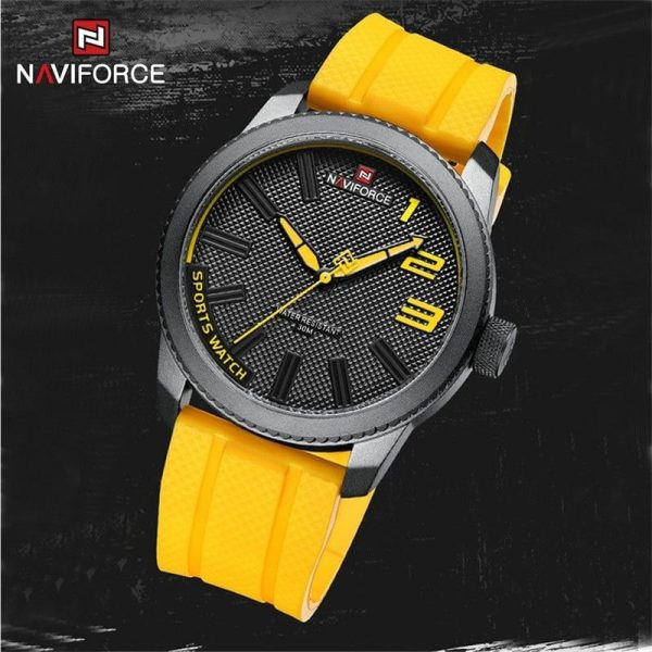 NaviForce NF9202T Men's Creative Design Fashion Silicone Strap Analog Watch - Yellow - Image 2