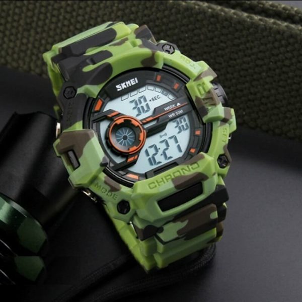 SKMEI 1233-Multifunction Chronograph LED Digital Waterproof Sports Watch For Men - Green - Image 2