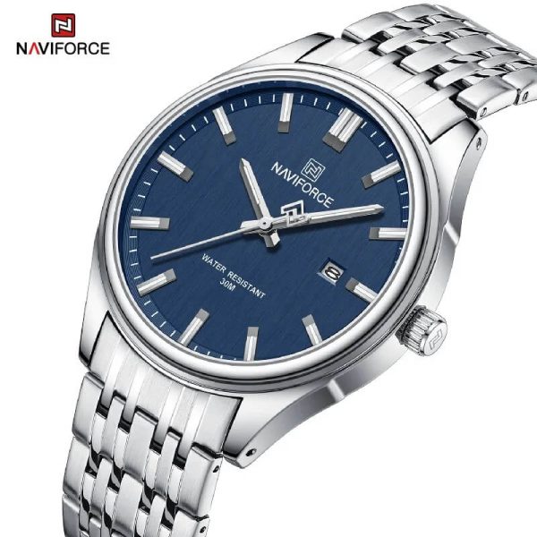 NaviForce NF8039 Simple Business Fashion Quartz Date Display Stainless Steel Watch For Men - Blue/Silver