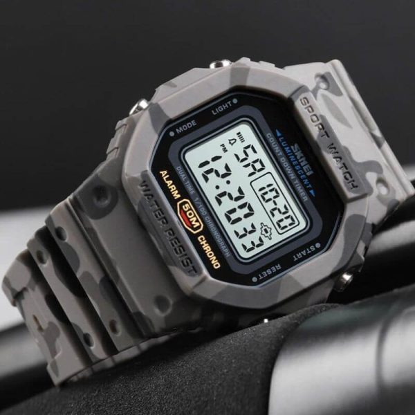 SKMEI 1628 Fashion Sports Countdown Military Digital Watch For Men - Grey