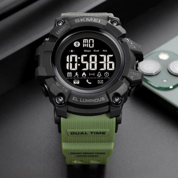 SKMEI 2053 Men's Multifunction Calories Sleeping Monitor Military Digital Sport Smartwatch - Green - Image 3