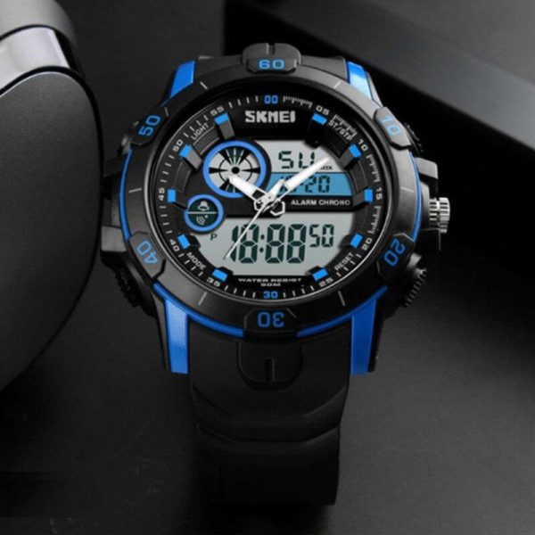 SKMEI 1428 Men Sports Luxury Brand Famous LED Digital Analog Quartz Men Watches - Blue - Image 2