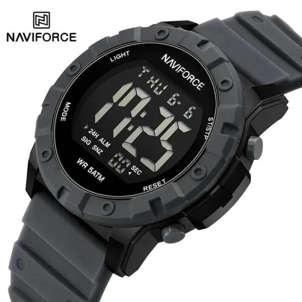 NaviForce NF7110 Business Fashion Digital Movement Silicon Strap Watch For Men - Black/Grey