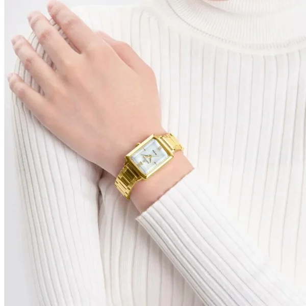 NF5039 Women's Classic Roman Numerial Square Dial Stainless Steel Watch - White/Golden - Image 2