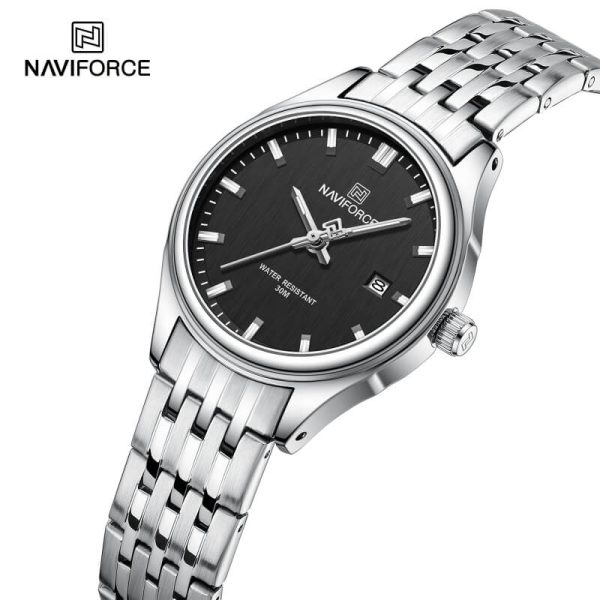 NaviForce NF8039 Simple Business Fashion Quartz Date Display Stainless Steel Watch For Women - Black/Silver