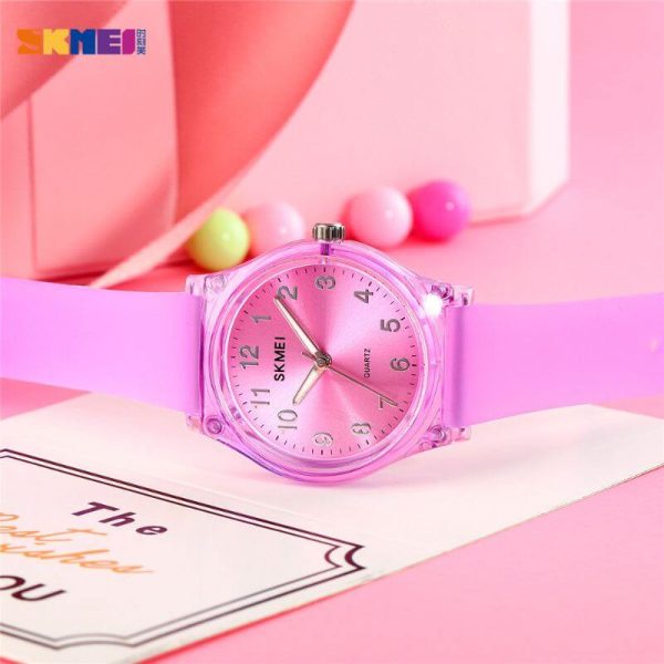 SKMEI 1760 Women's Simple Numeric Design Transparent Silicon Strap Quartz Watch  - Pink - Image 4