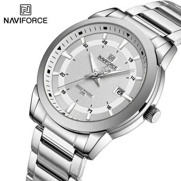 NAVIFORCE NF8029 Business Edition Lumionous Date Display Stainless Steel Watch For Men - Silver