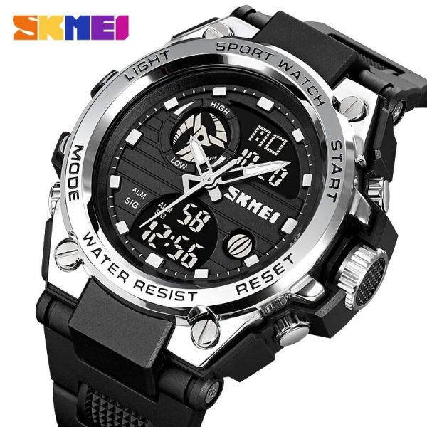 SKMEI 2031 Men's Multifunction Chrono Digital Analog Movement Back Light Sport Watch  - Silver/Black