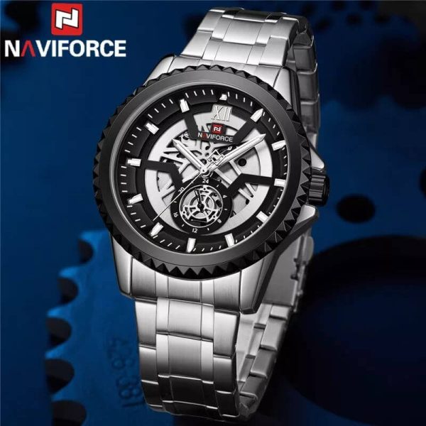 NAVIFORCE NF9186 Multifunction Stainless Steel Analog Wrist Watch For Men - Silver - Image 3