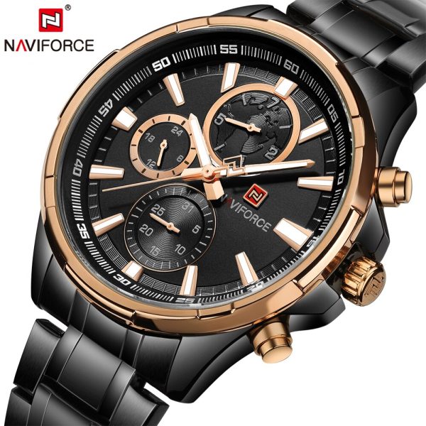 NaviForce NF9089 Chronograph Stainless Steel watch - Rosegold/Black