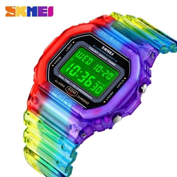 SKMEI 1622 Fashion Electroplated Case Transparent Strap  Digital Wristwatch - Mixed Color