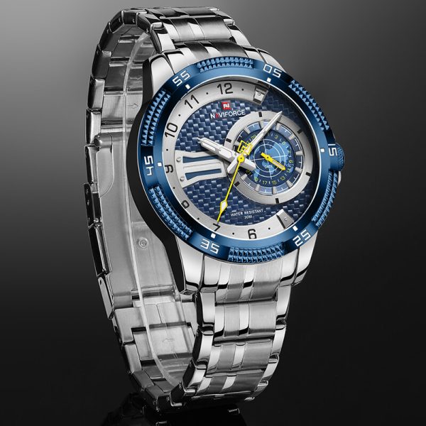 NaviForce NF9206 Luxury Business Edition Stainless Steel Date Display Watch For Men - Blue/Silver - Image 2