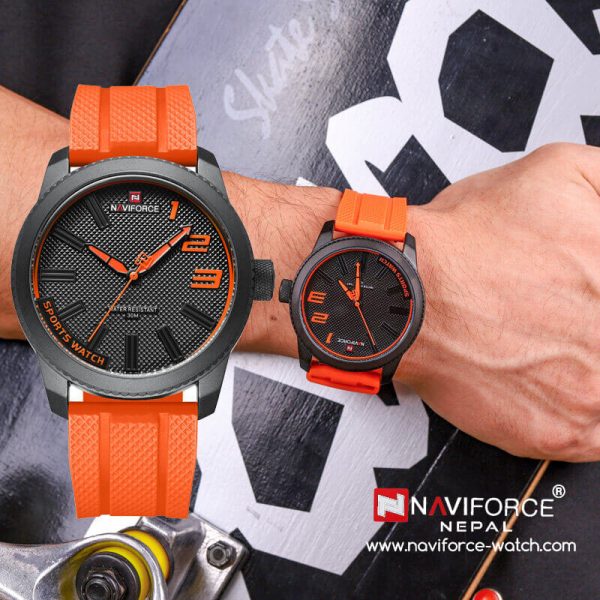 NaviForce NF9202T Men's Creative Design Fashion Silicone Strap Analog Watch - Orange - Image 2