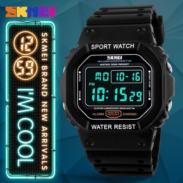 SKMEI 1134 Multifunction LED Digital Electronic Men Military 50M Waterproof Outdoor Sports Wristwatch - Black