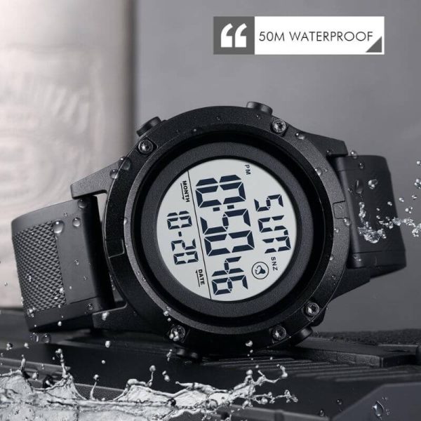 SKMEI 1508 Men's Digital 2 Time Waterproof Sport Date Week Alarm Electronic Watch - Black - Image 2