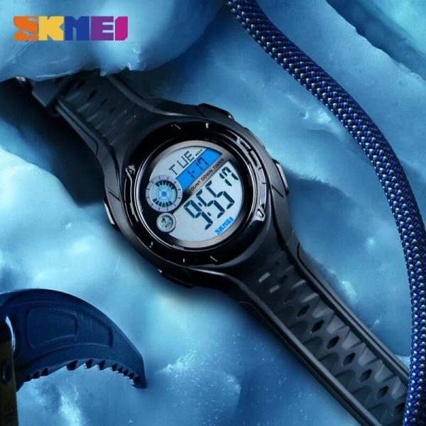 SKMEI 1470 New Sports Chronograph Alarm 2 Time Week Display Digital Wristwatch For Men -Black - Image 3