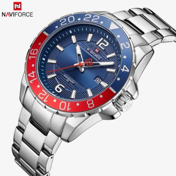 NaviForce NF9192 Date Function Stainless Steel Analog Watch For Men - Blue/Silver