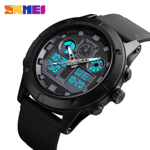 SKMEI 1514 Multifunction Outdoor Digital Analog Luminous Complete Calendar Wristwatch For Men - Black