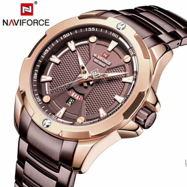 NaviForce NF9161 Day Date Function Business Edition Stainless Steel Watch - Coffee