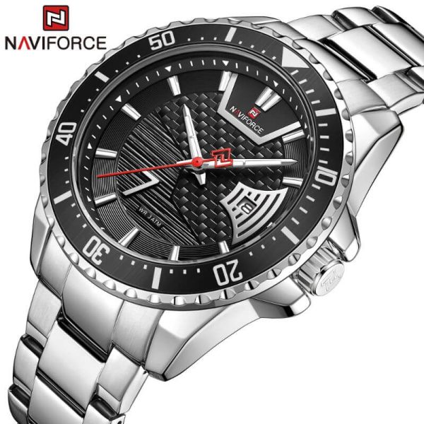 NAVIFORCE NF9191 Men's Classic Stainless Steel Luminous Analog Casual Watch - Black/Silver