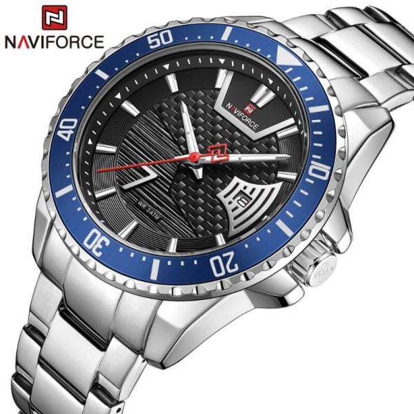 NAVIFORCE NF9191 Men's Classic Stainless Steel Luminous Analog Casual Watch - Blue/Silver